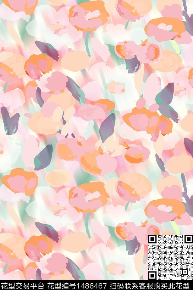 水彩绿植树叶雪纺数码印花华亿平台下载（图片编号: 1486467） - 瓦栏（Walan）