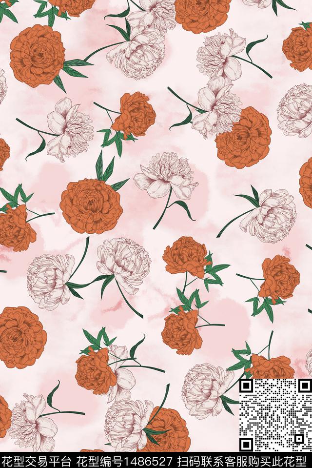 清爽底花卉可爱小碎花数码印花华亿平台下载（图片编号: 1486527） - 瓦栏（Walan）