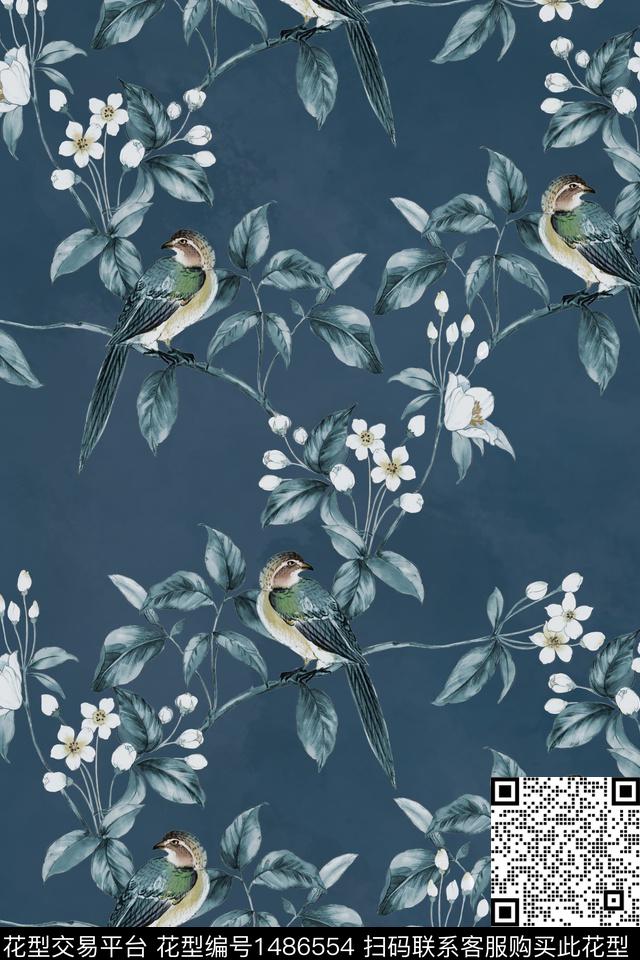 绿植树叶动物花卉花鸟数码印花华亿平台下载（图片编号: 1486554） - 瓦栏（Walan）