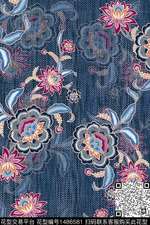 时尚花卉雕印华亿平台数码印花华亿平台下载（图片编号: 1486581） - 瓦栏（Walan）