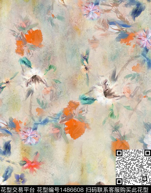 数码华亿平台女装花卉数码印花华亿平台下载（图片编号: 1486608） - 瓦栏（Walan）