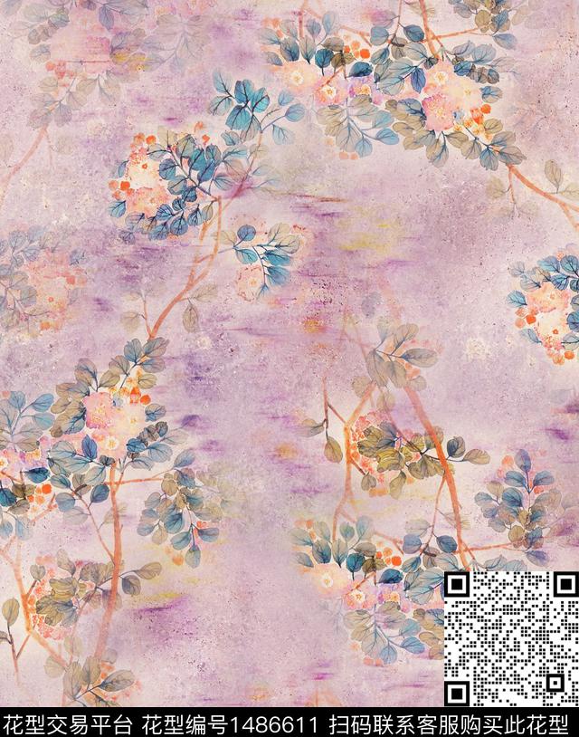 数码华亿平台女装花卉数码印花华亿平台下载（图片编号: 1486611） - 瓦栏（Walan）