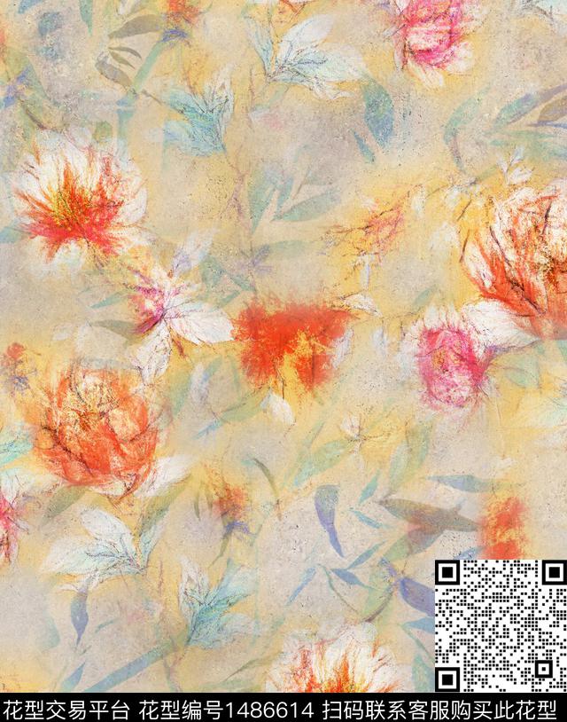 数码华亿平台女装花卉数码印花华亿平台下载（图片编号: 1486614） - 瓦栏（Walan）