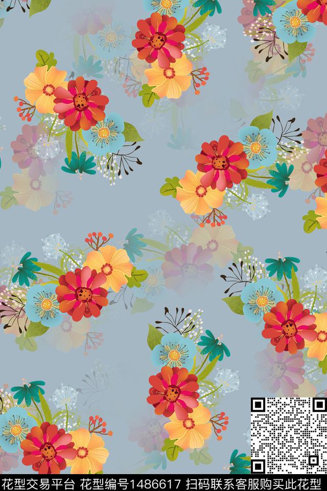 绿植树叶定位花花卉传统印花华亿平台下载（图片编号: 1486617） - 瓦栏（Walan）