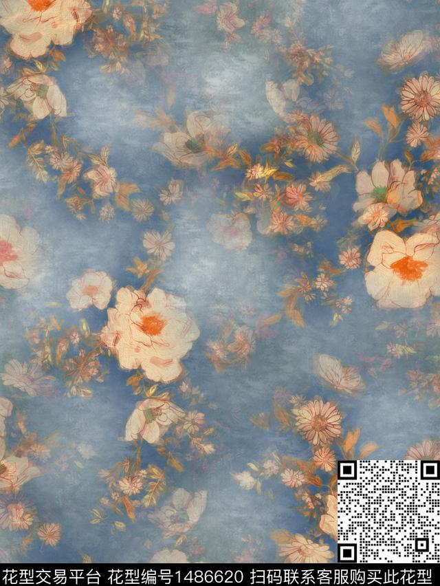 数码华亿平台女装花卉数码印花华亿平台下载（图片编号: 1486620） - 瓦栏（Walan）