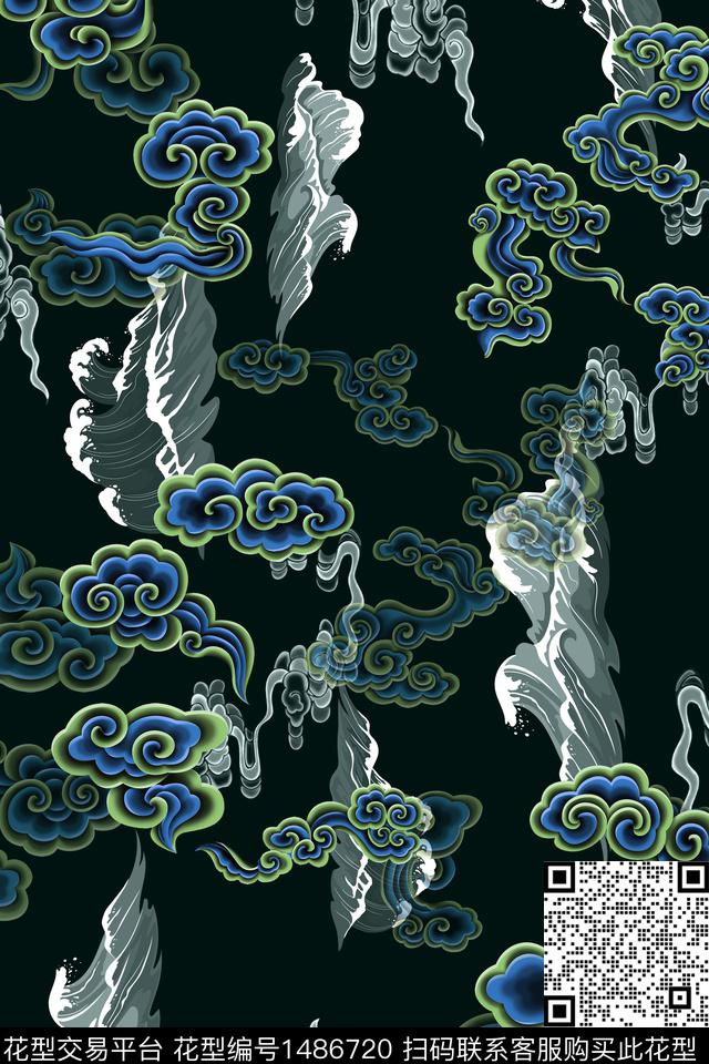 花卉中国风审数码印花华亿平台下载（图片编号: 1486720） - 瓦栏（Walan）