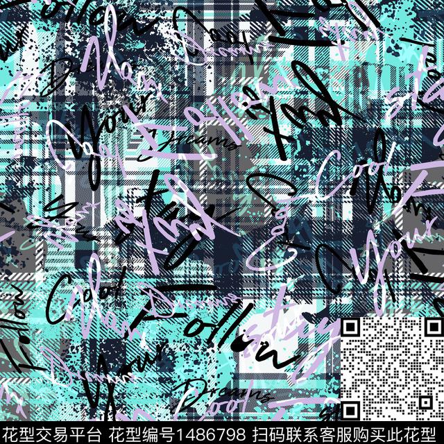 炫彩格子肌理数码印花华亿平台下载（图片编号: 1486798） - 瓦栏（Walan）