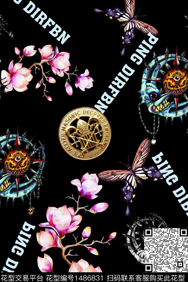 数码华亿平台动物头男装满版花数码印花华亿平台下载（图片编号: 1486831） - 瓦栏（Walan）