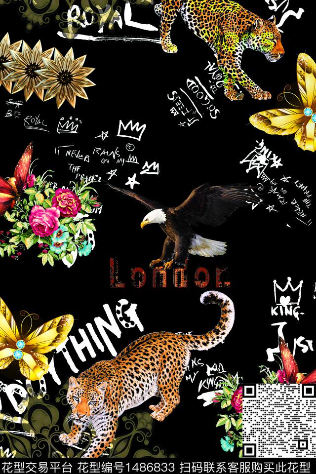 数码华亿平台动物头男装满版花数码印花华亿平台下载（图片编号: 1486833） - 瓦栏（Walan）