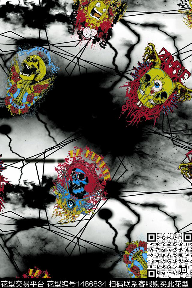 数码华亿平台动物头男装满版花数码印花华亿平台下载（图片编号: 1486834） - 瓦栏（Walan）