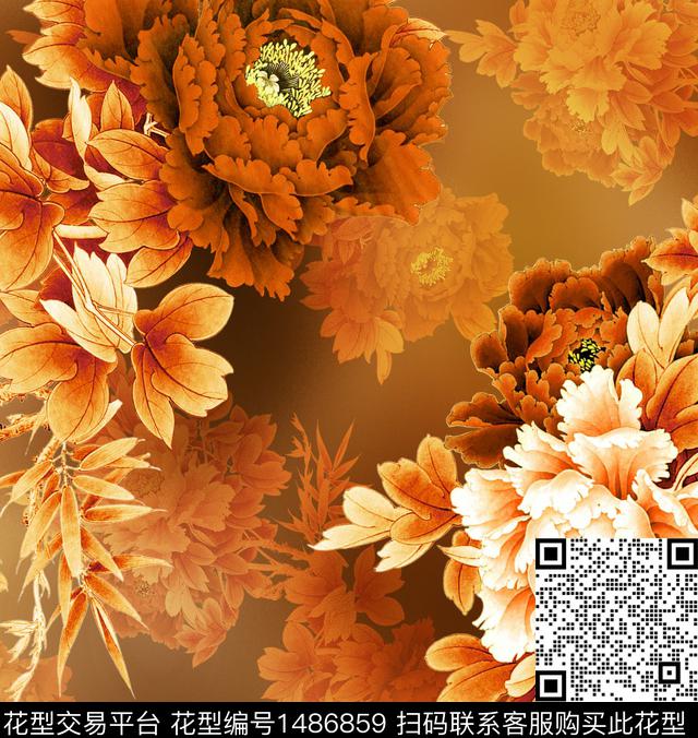 玉兰花香云纱旗袍数码印花华亿平台下载（图片编号: 1486859） - 瓦栏（Walan）