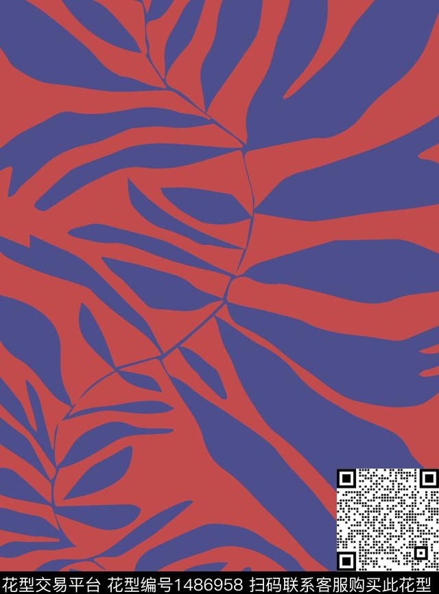 绿植树叶彩底花卉民族风数码印花华亿平台下载（图片编号: 1486958） - 瓦栏（Walan）