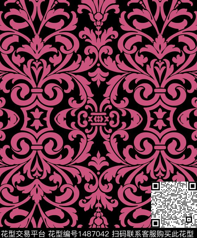 绿植树叶彩底花卉民族风数码印花华亿平台下载（图片编号: 1487042） - 瓦栏（Walan）