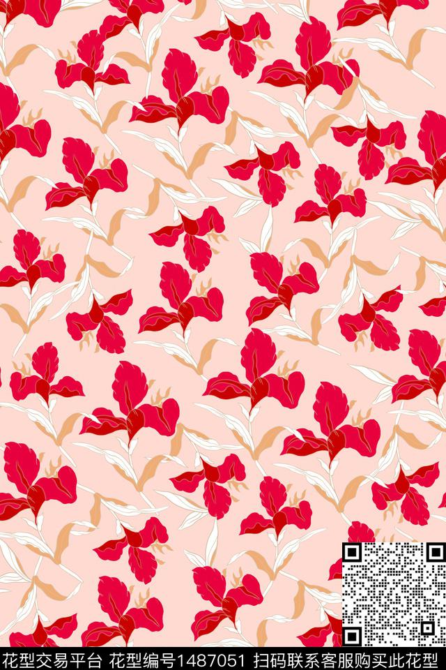 绿植树叶花卉传统印花华亿平台下载（图片编号: 1487051） - 瓦栏（Walan）
