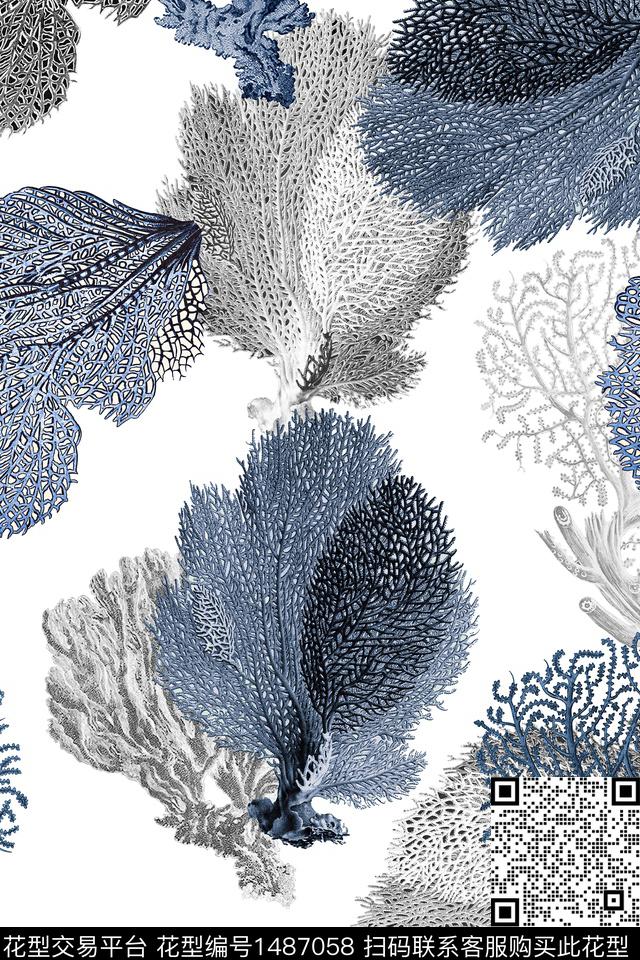 绿植树叶水草大牌风数码印花华亿平台下载（图片编号: 1487058） - 瓦栏（Walan）