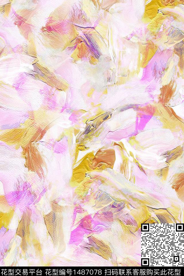 抽象小清新真丝数码印花华亿平台下载（图片编号: 1487078） - 瓦栏（Walan）