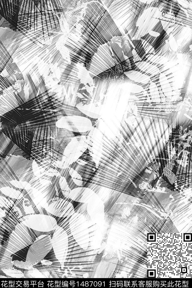 时尚男装抽象数码印花华亿平台下载（图片编号: 1487091） - 瓦栏（Walan）