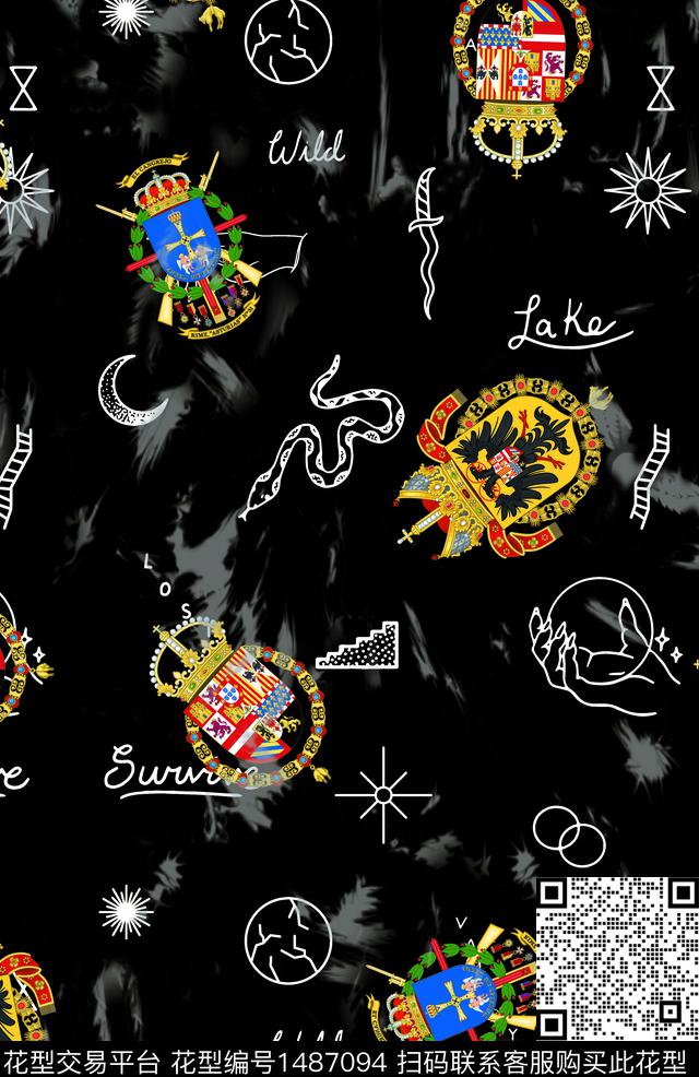 数码华亿平台动物头男装满版花数码印花华亿平台下载（图片编号: 1487094） - 瓦栏（Walan）