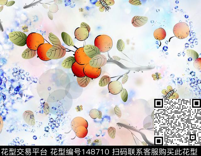 水果清新手绘数码印花华亿平台下载（图片编号: 148710） - 瓦栏（Walan）