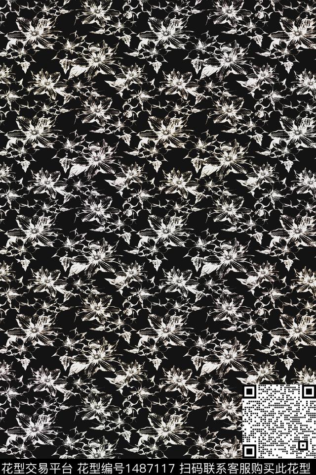 花卉大牌风小碎花数码印花华亿平台下载（图片编号: 1487117） - 瓦栏（Walan）