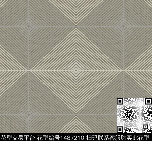 几何格子对称花数码印花华亿平台下载（图片编号: 1487210） - 瓦栏（Walan）