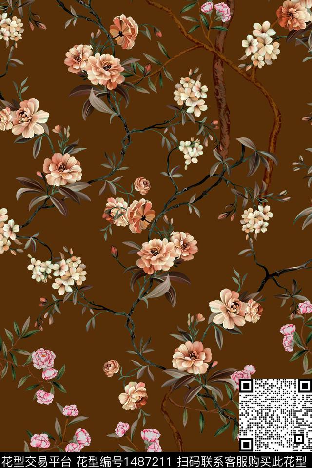 连衣裙花卉小碎花数码印花华亿平台下载（图片编号: 1487211） - 瓦栏（Walan）