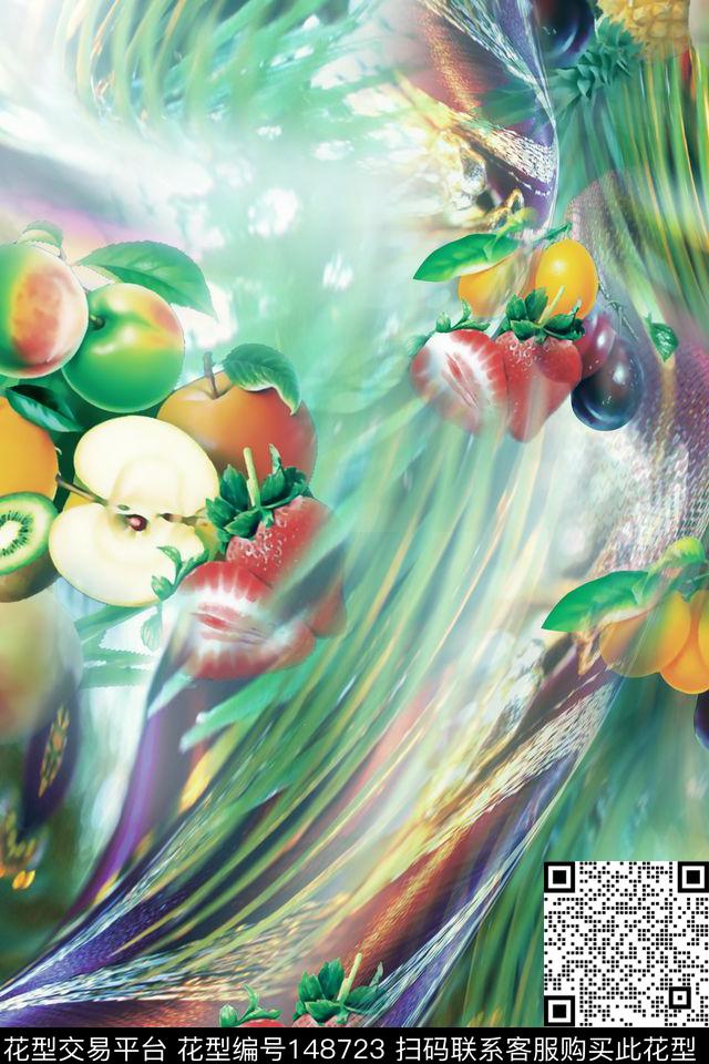 水果绚丽苹果数码印花华亿平台下载（图片编号: 148723） - 瓦栏（Walan）
