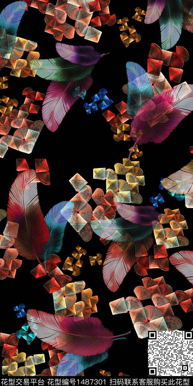 数码华亿平台绿植树叶定位花数码印花华亿平台下载（图片编号: 1487301） - 瓦栏（Walan）