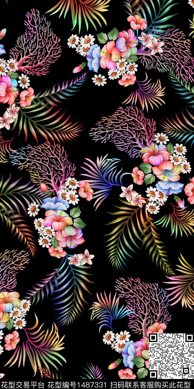 花卉大牌风小碎花数码印花华亿平台下载（图片编号: 1487331） - 瓦栏（Walan）
