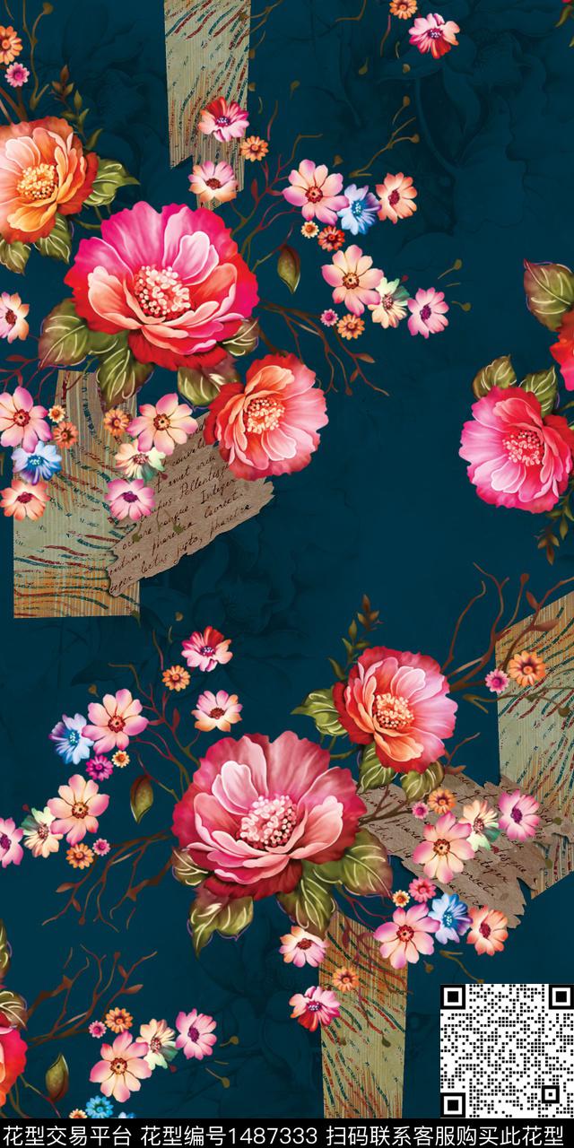 民族风花卉大牌风数码印花华亿平台下载（图片编号: 1487333） - 瓦栏（Walan）