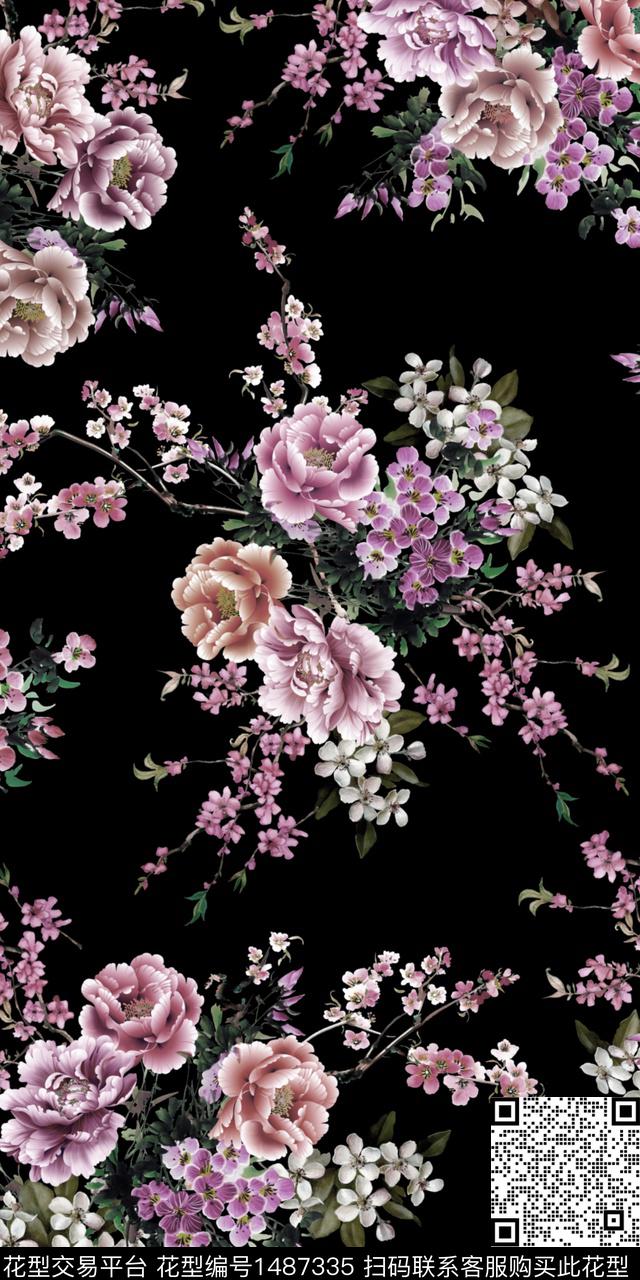 定位花民族风花卉数码印花华亿平台下载（图片编号: 1487335） - 瓦栏（Walan）