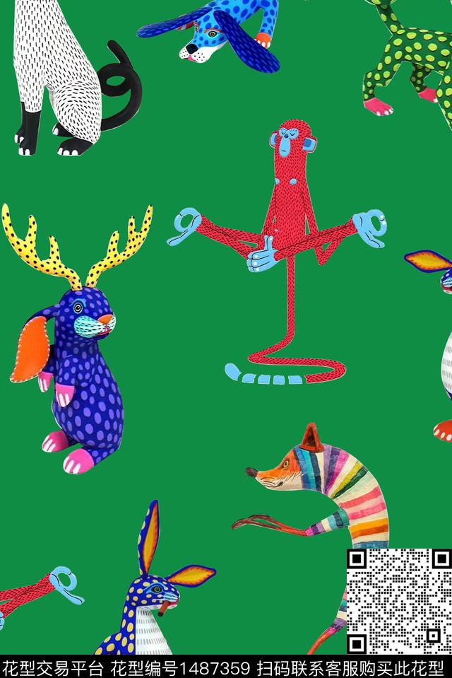 女装卡通动物真丝数码印花华亿平台下载（图片编号: 1487359） - 瓦栏（Walan）