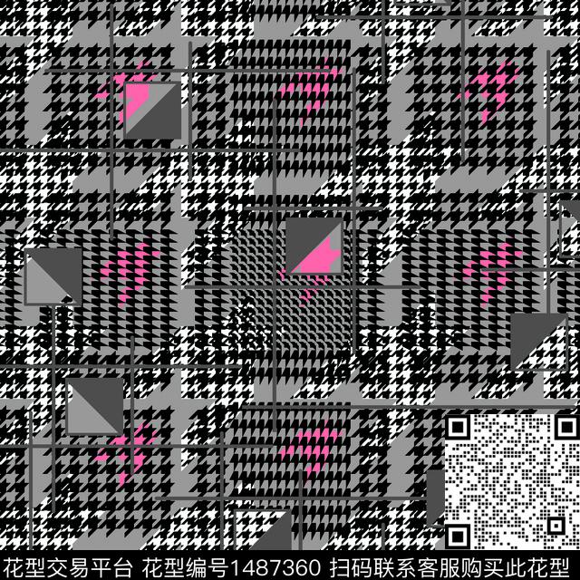 数码华亿平台千鸟格男装满版花数码印花华亿平台下载（图片编号: 1487360） - 瓦栏（Walan）