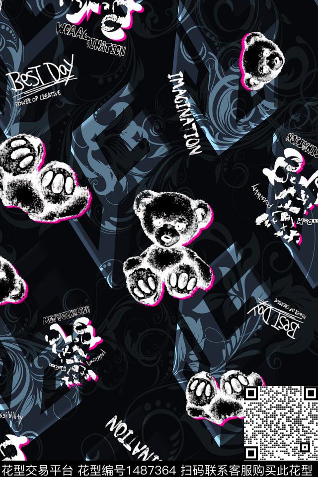 数码华亿平台动物头男装满版花数码印花华亿平台下载（图片编号: 1487364） - 瓦栏（Walan）