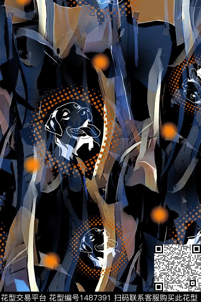 动物花卉几何肌理数码印花华亿平台下载（图片编号: 1487391） - 瓦栏（Walan）