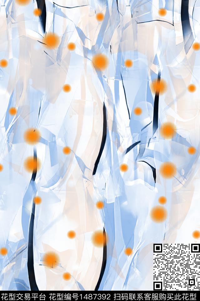 几何抽象花卉雪纺数码印花华亿平台下载（图片编号: 1487392） - 瓦栏（Walan）