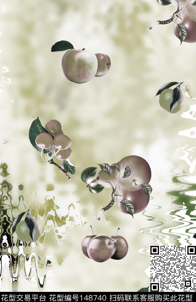 苹果樱桃数码印花华亿平台下载（图片编号: 148740） - 瓦栏（Walan）