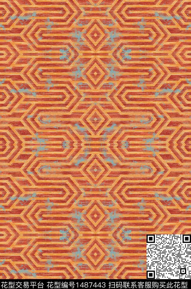 几何格子墙纸数码印花华亿平台下载（图片编号: 1487443） - 瓦栏（Walan）