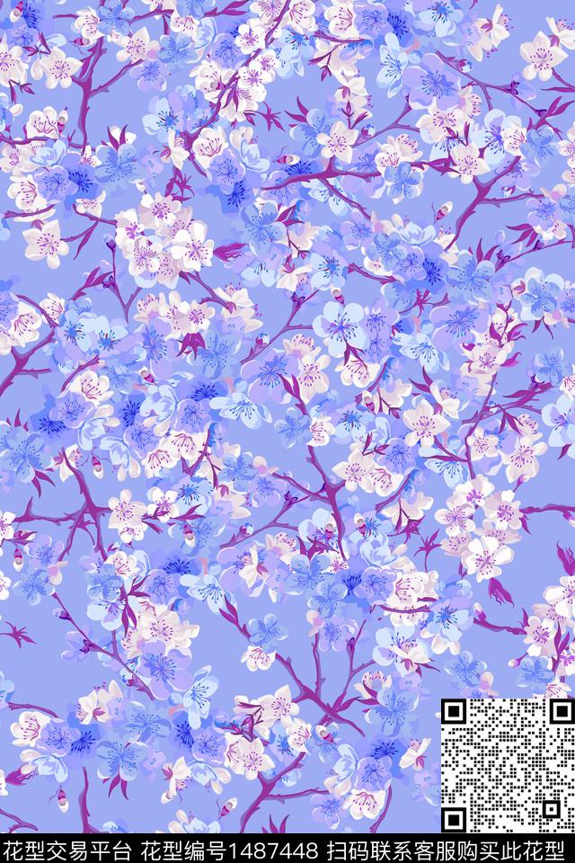 绿植树叶民族风花卉数码印花华亿平台下载（图片编号: 1487448） - 瓦栏（Walan）