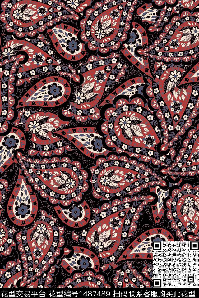 女装佩斯利民族风数码印花华亿平台下载（图片编号: 1487489） - 瓦栏（Walan）