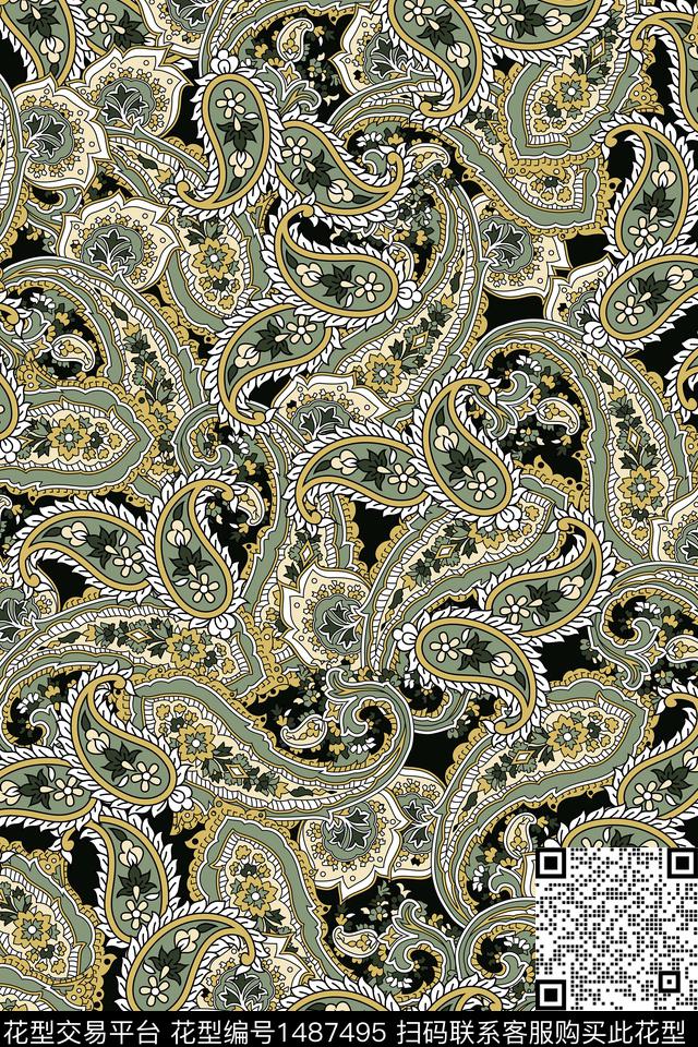女装佩斯利民族风数码印花华亿平台下载（图片编号: 1487495） - 瓦栏（Walan）
