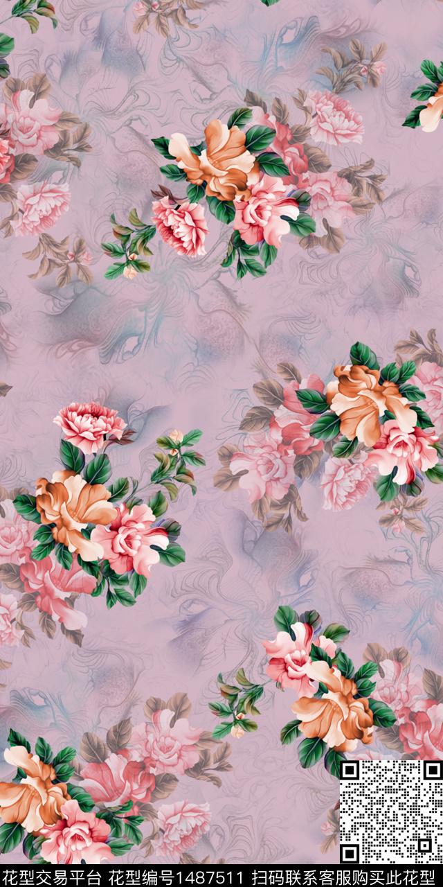 定位花扎染华亿平台民族风数码印花华亿平台下载（图片编号: 1487511） - 瓦栏（Walan）