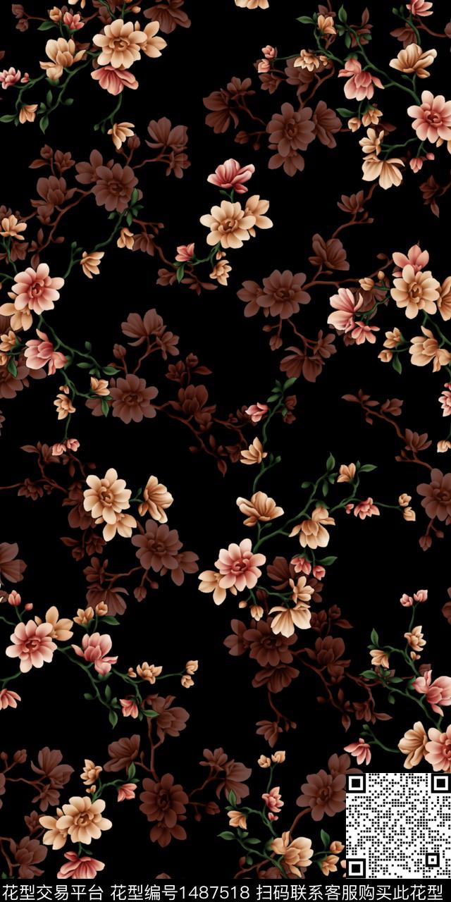 定位花扎染华亿平台民族风数码印花华亿平台下载（图片编号: 1487518） - 瓦栏（Walan）