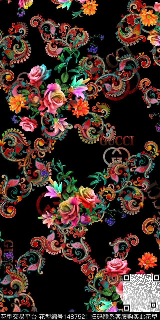 定位花扎染华亿平台民族风数码印花华亿平台下载（图片编号: 1487521） - 瓦栏（Walan）