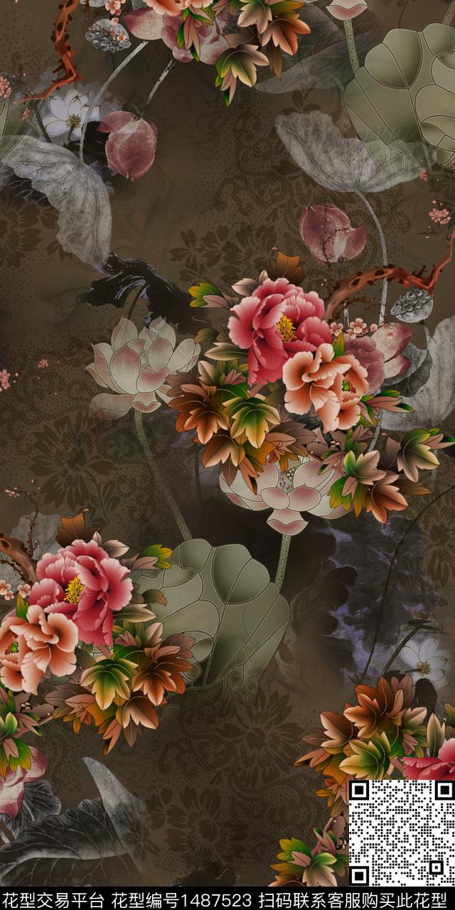 定位花扎染华亿平台民族风数码印花华亿平台下载（图片编号: 1487523） - 瓦栏（Walan）