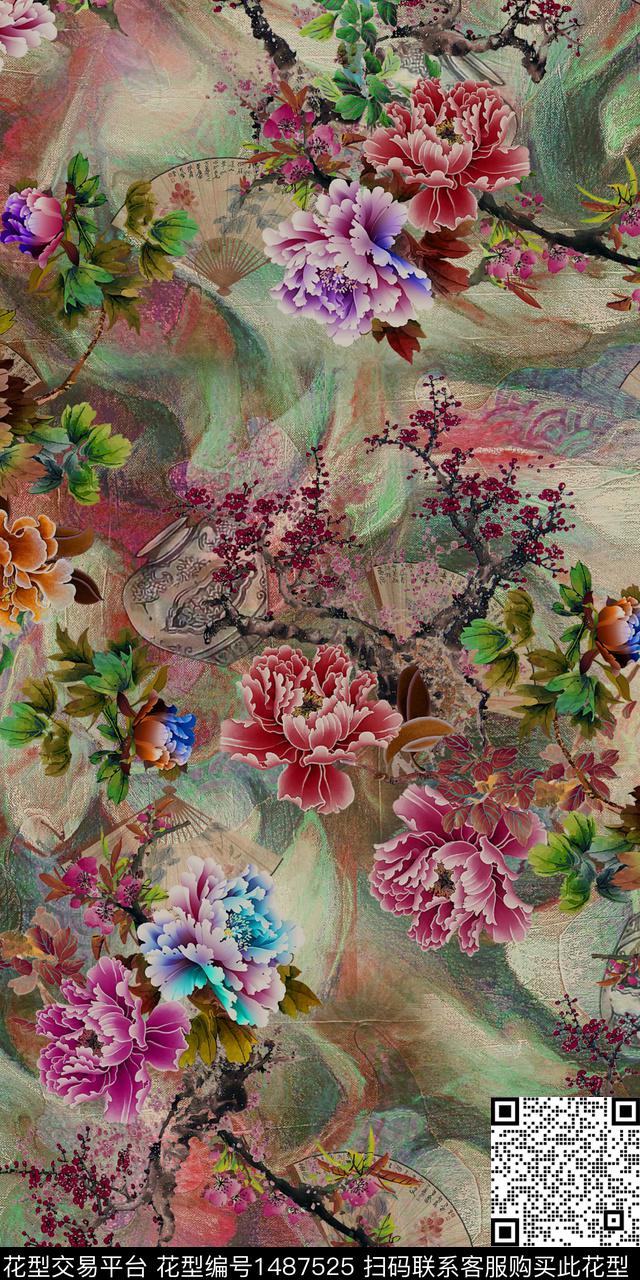 定位花扎染华亿平台民族风数码印花华亿平台下载（图片编号: 1487525） - 瓦栏（Walan）