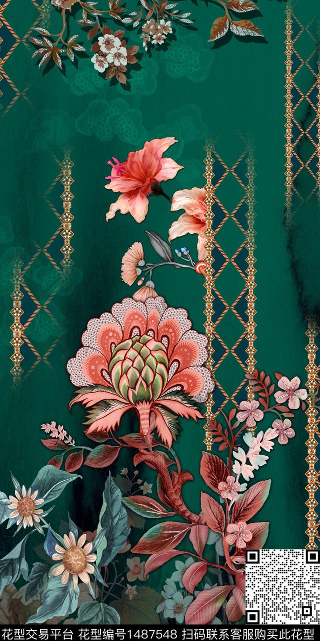 香云纱花卉朦胧花卉数码印花华亿平台下载（图片编号: 1487548） - 瓦栏（Walan）