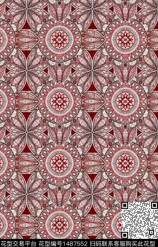 花纹民族风数码印花华亿平台下载（图片编号: 1487552） - 瓦栏（Walan）