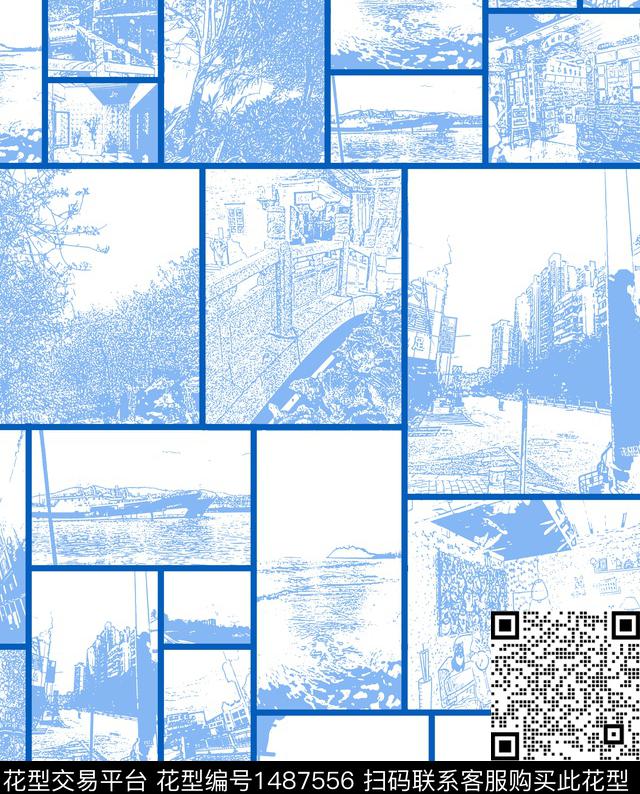 数码华亿平台几何插画数码印花华亿平台下载（图片编号: 1487556） - 瓦栏（Walan）