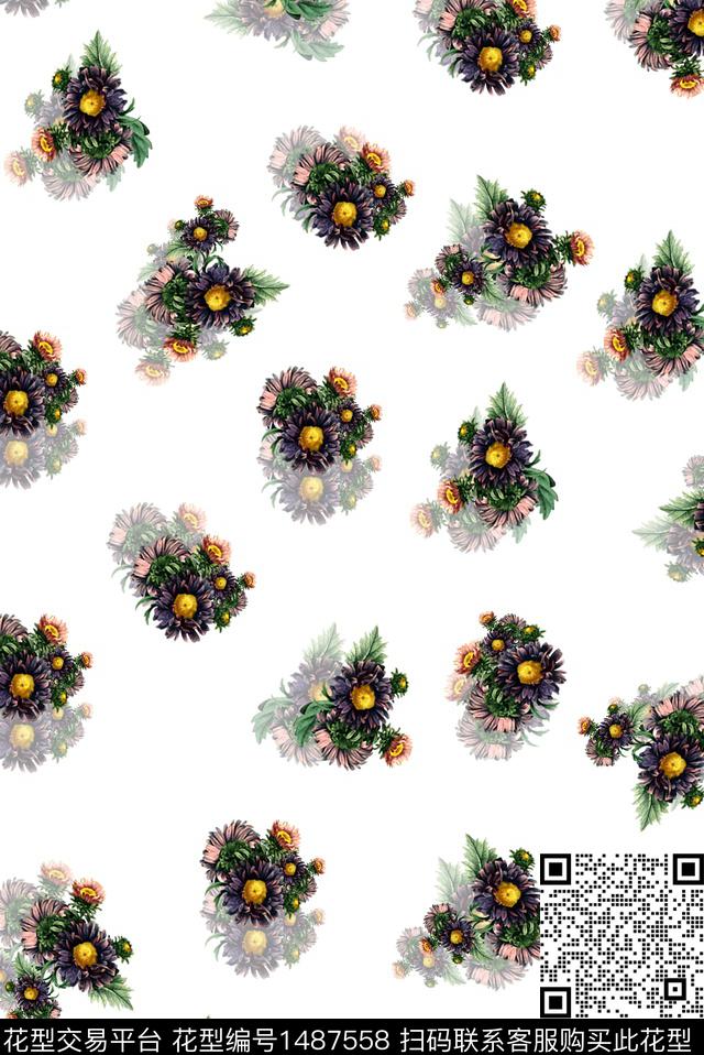 花卉小碎花野菊数码印花华亿平台下载（图片编号: 1487558） - 瓦栏（Walan）